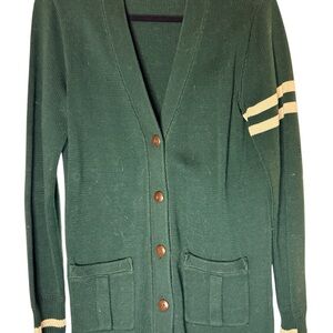 Vintage Ralph Lauren Rugby Green Button-Up Women's Sweater